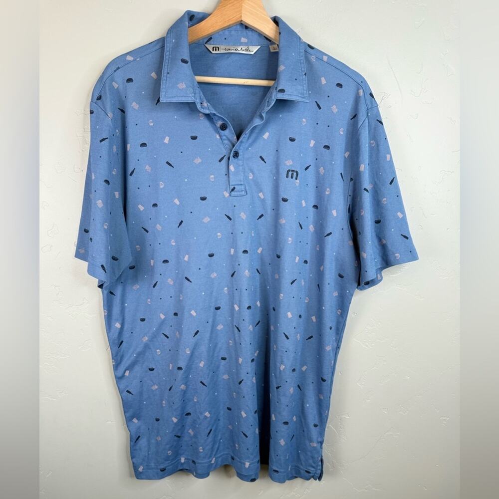 Travis Mathew Independence Day Polo Shirt Performance Knit Short Sleeve Golf L - Picture 2 of 9